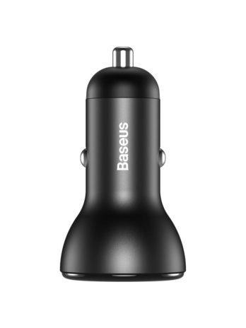 Baseus Digital Display PPS Dual Quick Charger Car Charger 45W With Mini Cable Type-C to Type-C 60W(20V/3A) Black 1m
