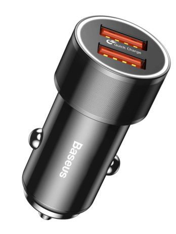 Baseus Small Screw Dual-USB Quick Charge Car Charger 36W Black