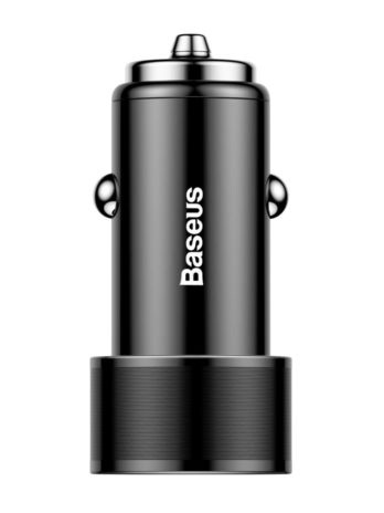 Baseus Small Screw 3.4A Dual-USB  Car Charging with Type-C cable Set Black