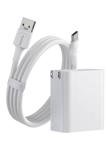 Baseus Speed PPS Quick Charger C+A 30W VOOC Edition(Baseus Mini White series Vooc flash data cable USB for type-C 5A 1m White)White