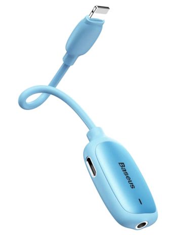 Baseus 3-in-1 iPhone lightning Male to Dual iPhone lightning & 3.5mm Female Adapter L51 Blue