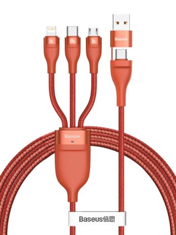 Baseus Flash Series Two-for-three Data Cable U+C to M+L+C 100W 1.2m Orange
