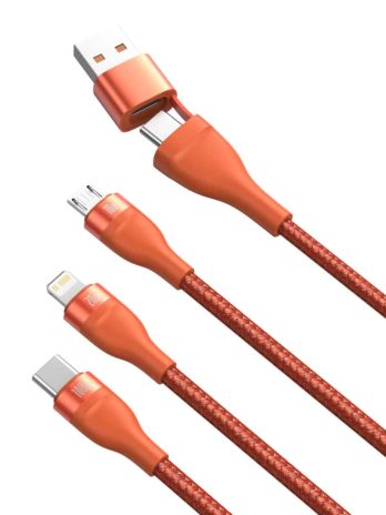 Baseus Flash Series Two-for-three Data Cable U+C to M+L+C 100W 1.2m Orange