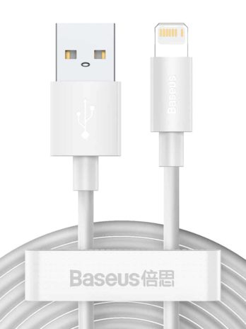 Baseus Simple Wisdom Data Cable Kit USB to iPhone 2.4A (2PCS/Set) 1.5m White