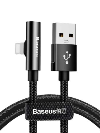 Baseus Rhythm Bent Connector Audio and Charging Cable USB For iPhone 2A 0.5m Black