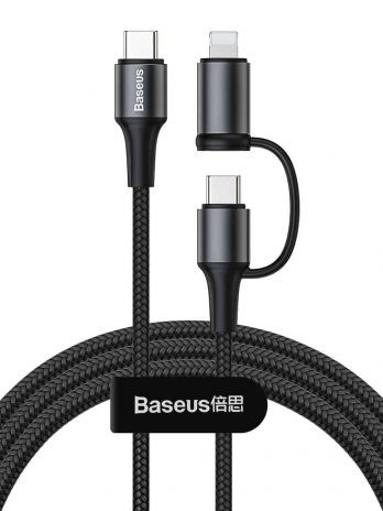 Baseus twins 2 in 1 cable Type-C to Type-C 60W (20V/3A)+iPhone(5V/2A)1m Black