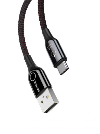 Baseus C-shaped Light Intelligent power-off Cable USB For Type-C 3A 1m Black