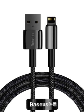 Baseus Tungsten Gold Fast Charging Data Cable USB to iPhone 2.4A Black