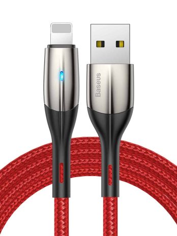 Baseus Horizontal Data Cable (With An Indicator Lamp) USB For iPhone 1.5A 2m Black/Red