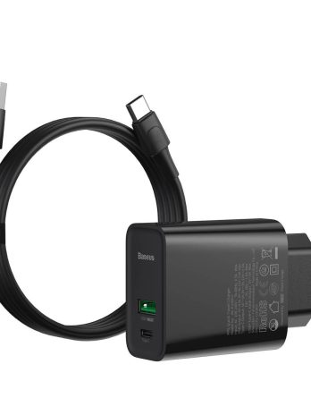 Baseus Speed PPS Quick Charger C+A 30W EU VOOC Edition(Baseus Mini White series Vooc flash data cable USB for type-C 5A 1m)