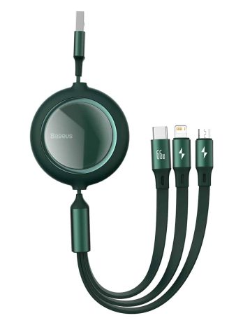 Baseus Bright Mirror One-for-three Retractable Data Cable USB to M+L+C 1.2m 66W