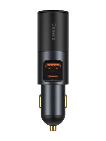 Baseus Share Together Fast Charge Car Charger with Cigarette Lighter Expansion Port USB+Type-C 120W Gray