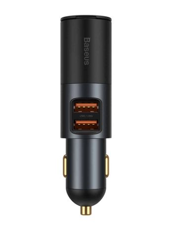 Baseus Share Together Fast Charge Car Charger with Cigarette Lighter Expansion Port USB+USB 120W Gray