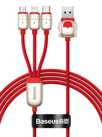 Baseus Year of the Tiger One-for-three Data Cable USB to Micro+iPhone+Type-C 3.5A 1.2m Black/Red