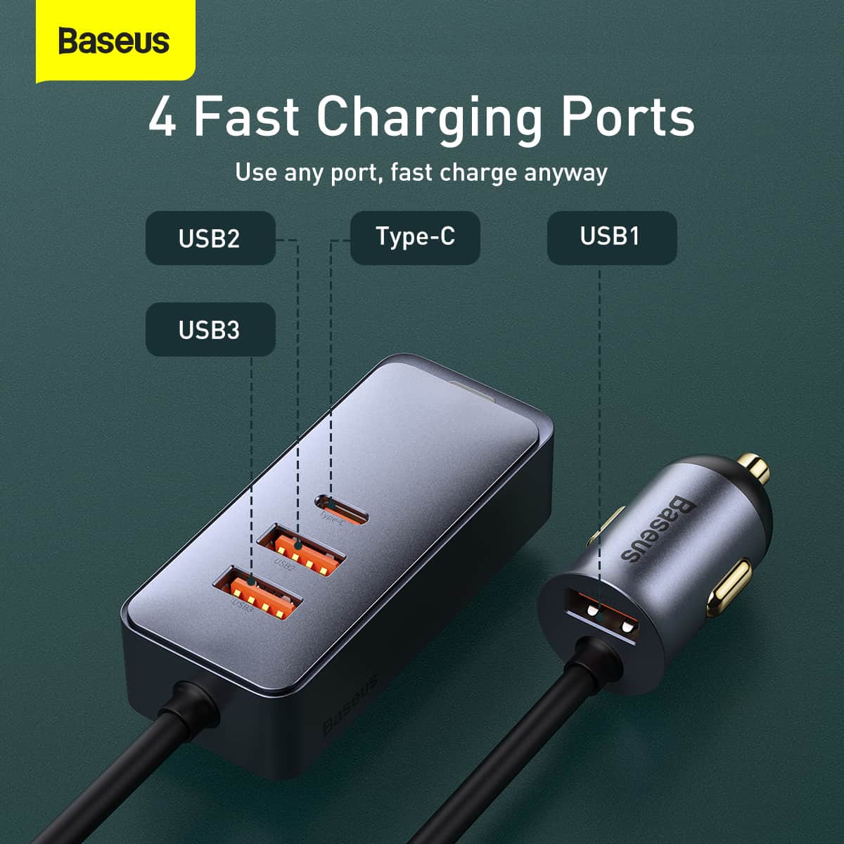 Baseus Share Together PPS Multi-port 3U+1C 120W Fast Car Charger - Mobile  Phone Prices in Sri Lanka - Life Mobile