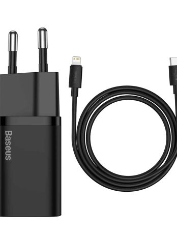 Baseus Super Si Quick Charger 1C 20W EU Sets (With Baseus Simple Wisdom Data Cable Type-C to iPhone 1m)