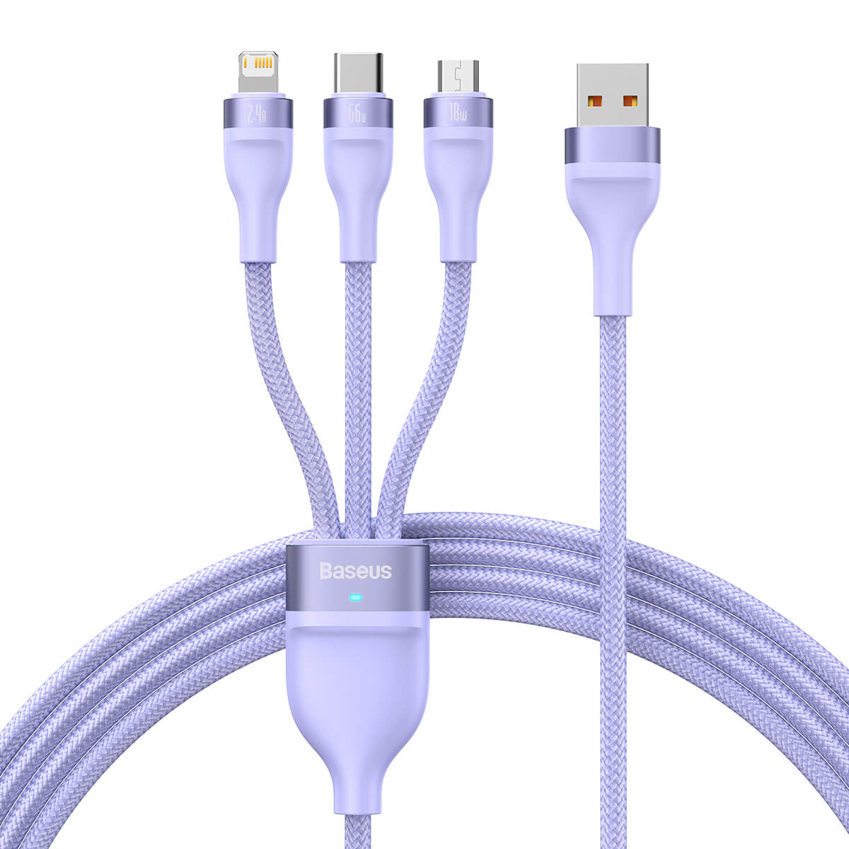 Baseus Flash Series Ⅱ One-for-three Fast Charging Data Cable USB to M+L+C 66W 1.2m