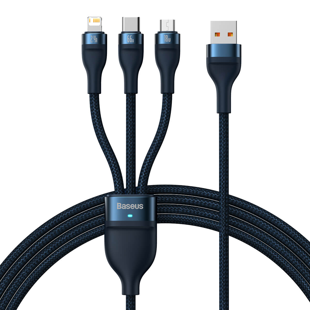 Baseus Flash Series Ⅱ One-for-three Fast Charging Data Cable USB to M+L+C 66W 1.2m