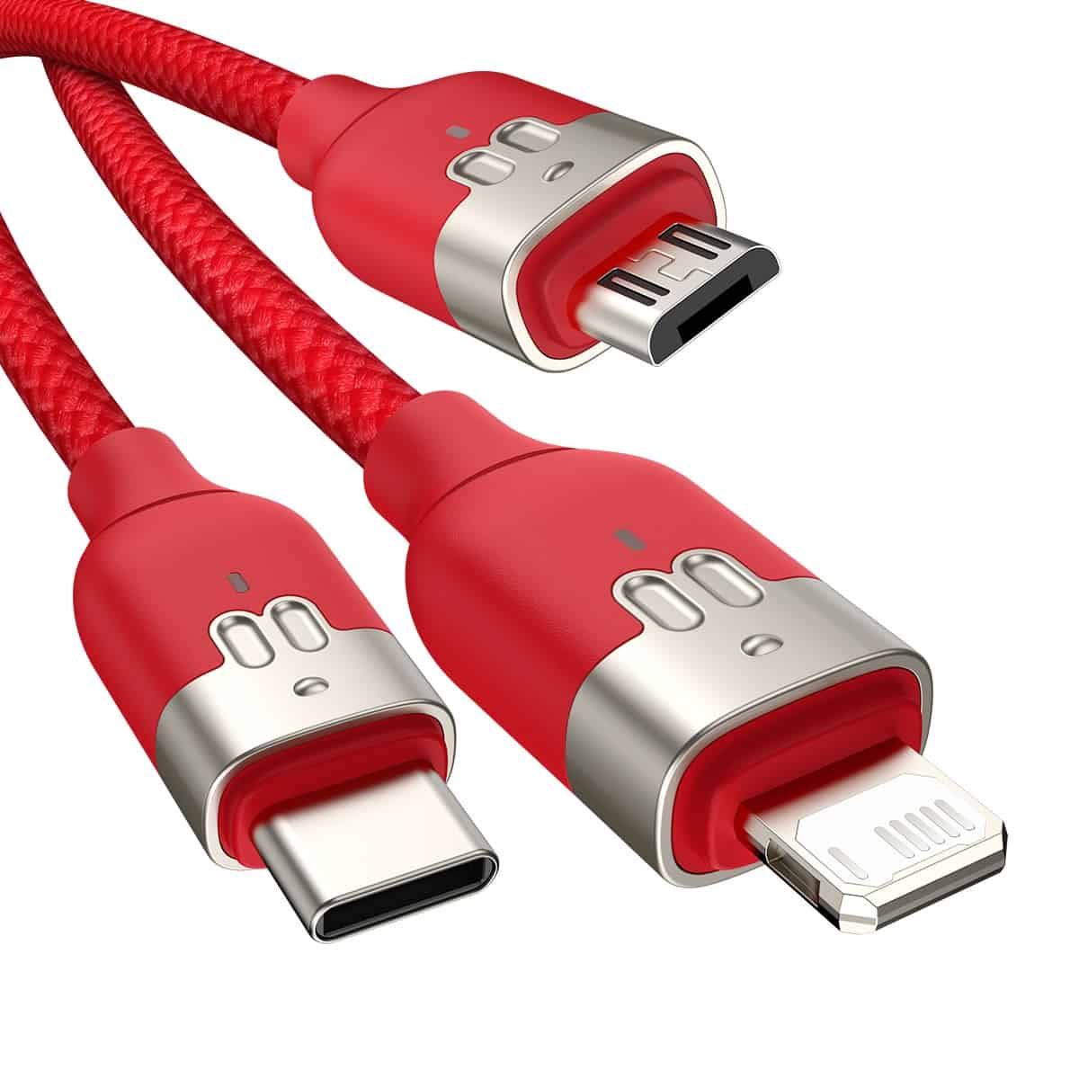 Baseus Chinese Zodiac Series Fast Charging Data Cable (Year of the Rabbit) USB to Micro+Lightning+Type-C 3.5A 1.2m Red