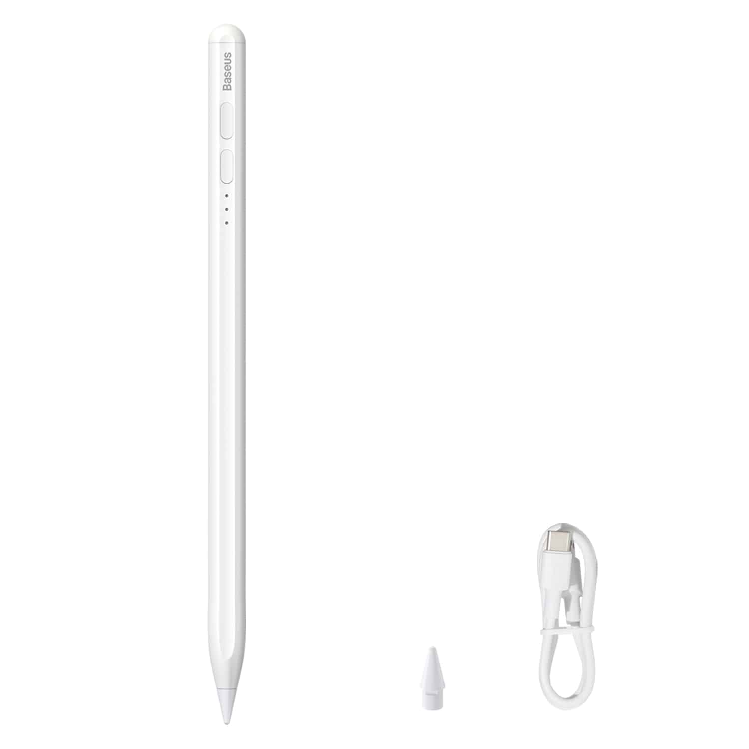 Baseus Pen Chang Light Display Capacitive Handwriting Pen (Active Version) (Anti touch) White (Including: Simple Universal Data Cable Type-c 3A 0.3m White*1+Active Head*1)