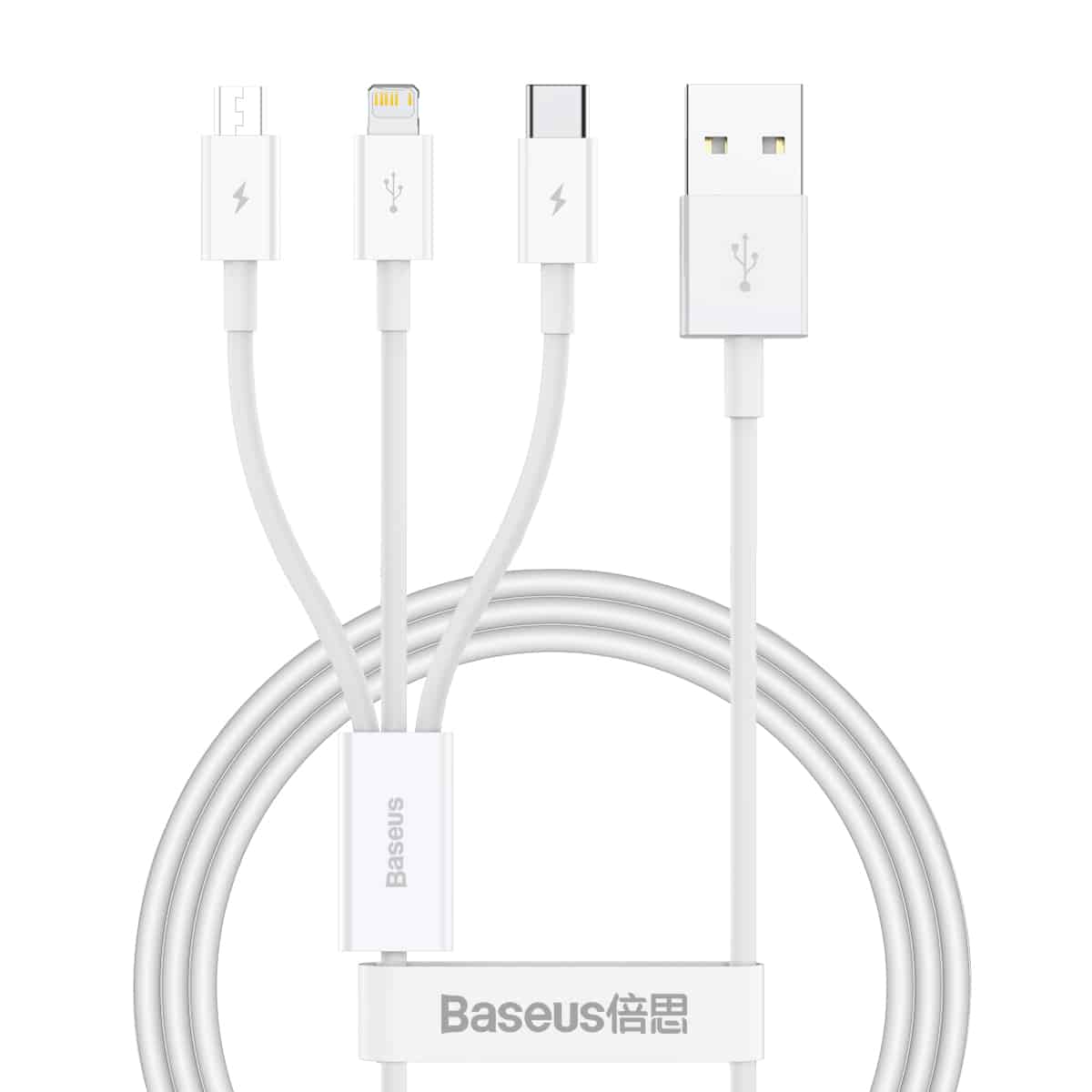 Baseus Superior Series Fast Charging Data CableUSB to M+L+C 3.5A White