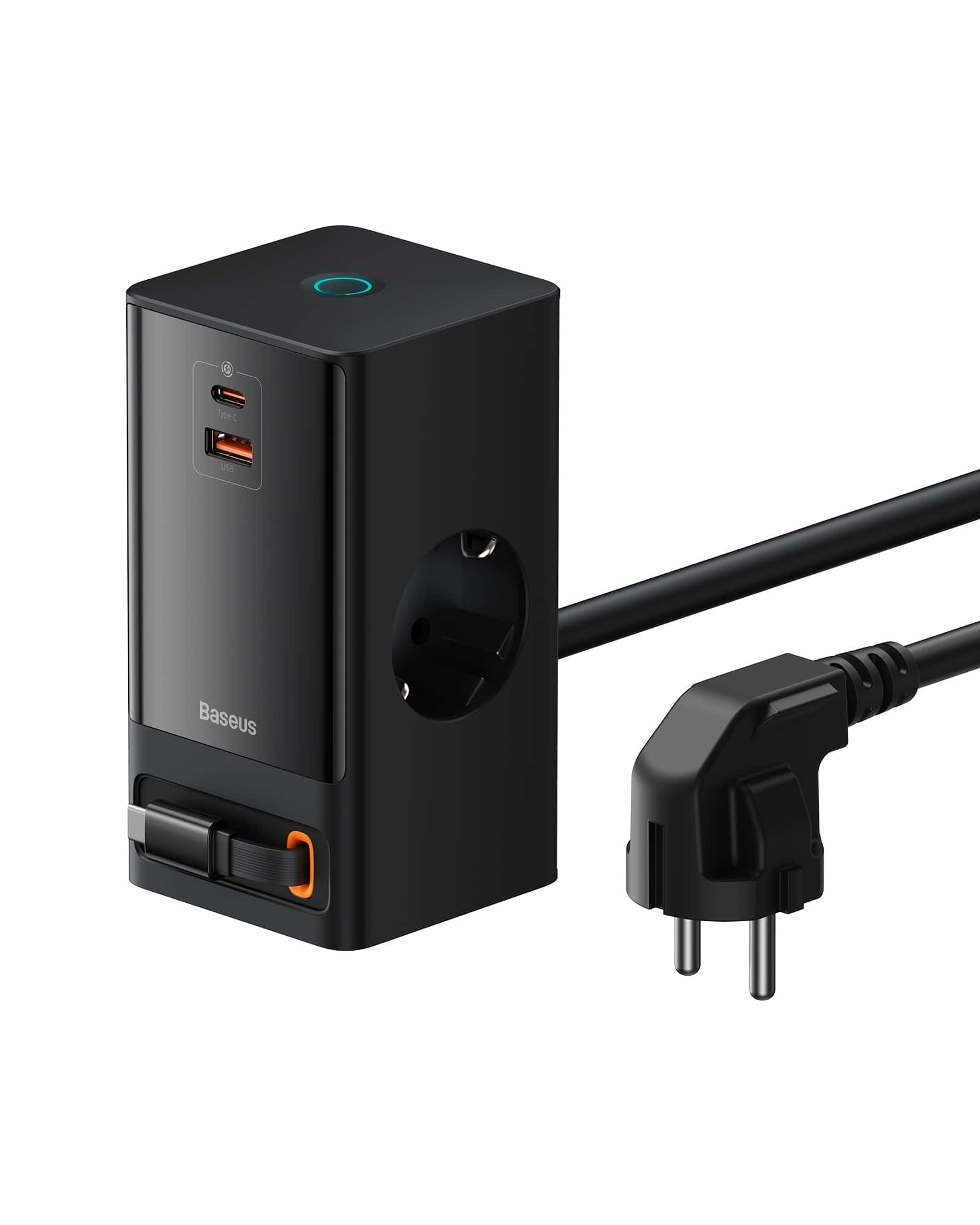 Baseus PowerCombo Digital PowerStrip 2AC+1U+1C+Retractable-C 65W with 1.5m power cord EU Black